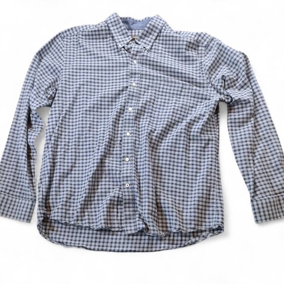J.McLaughlin Modern Fit Gingham Check Button Down Shirt Blue Gray Mens Preppy XL - Picture 1 of 8